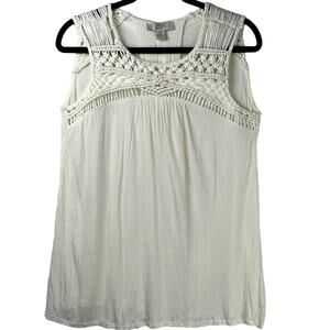 Vintage America Blues Women Size Small Crocheted Sleeveless Gauzy Oversized Top